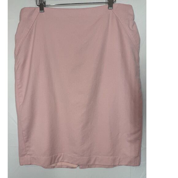 Talbots Italian Flannel Midi Skirt Womens Size 14W Wool Slit Lined Pink Career - Picture 2 of 9